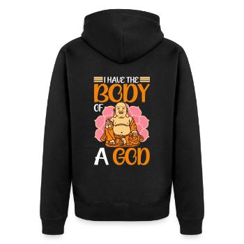Buddhismus Buddhist Buddha - Unisex Premium Bio Zip Hoodie - Schwarz - Hinten - Nico (187cm)