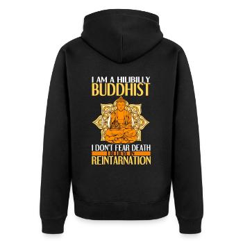 Buddhism Buddha - Unisex Premium Organic Zip Hoodie - black - Back - Nico (187cm)