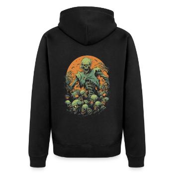 Gruseliger Halloween-Zombie und untote Apokalypse - Unisex Premium Bio Zip Hoodie - Schwarz - Hinten - Nico (187cm)