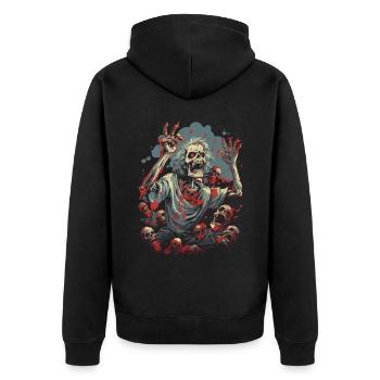 Frightening Halloween Zombie - Undead Horde - Unisex Premium Organic Zip Hoodie - black - Back - Nico (187cm)