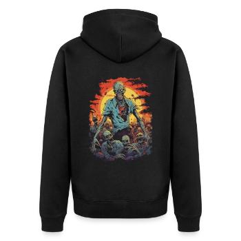 Scary Halloween zombie and undead horde - Unisex Premium Organic Zip Hoodie - black - Back - Nico (187cm)