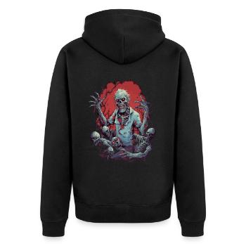 Halloween shocker zombie with his undead horde - Unisex Premium Organic Zip Hoodie - black - Back - Nico (187cm)