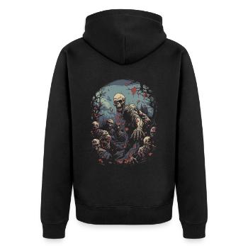 Halloween-Horror: Zombie und untote Apokalypse - Unisex Premium Bio Zip Hoodie - Schwarz - Hinten - Nico (187cm)