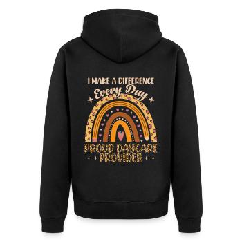 Proud daycare provider - Unisex Premium Organic Zip Hoodie - black - Back - Nico (187cm)