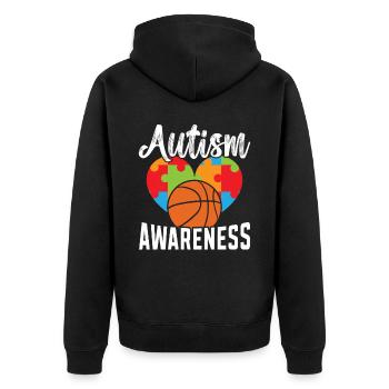 Autisme Basketball Autism Warrior Basketteur - Veste à capuche bio Premium Unisexe - noir - Dos - Nico (187cm)