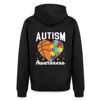 Autisme Basketball Autism Warrior Basketteur - Veste à capuche bio Premium Unisexe - noir - Dos - Nico (187cm)