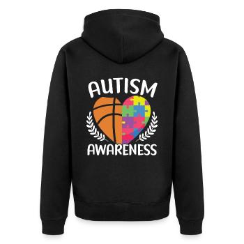 Autism Basketball Autism Warrior Basketball Player - Unisex Premium Organic Zip Hoodie - black - Back - Nico (187cm)