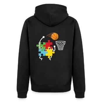 Autisme Basketball Autism Warrior Basketteur - Veste à capuche bio Premium Unisexe - noir - Dos - Nico (187cm)