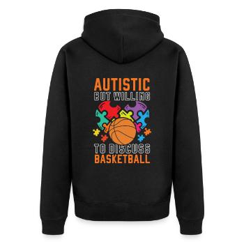 Autism Basketball Autism Warrior Basketball Player - Unisex Premium Organic Zip Hoodie - black - Back - Nico (187cm)