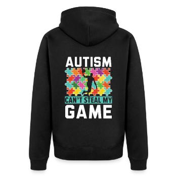 Autisme Basketball Autism Warrior Basketteur - Veste à capuche bio Premium Unisexe - noir - Dos - Nico (187cm)