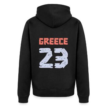Greece 23 Trikot 2023 - Unisex Premium Bio Zip Hoodie - Schwarz - Hinten - Nico (187cm)