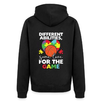 Autisme Basketball Autism Warrior Basketteur - Veste à capuche bio Premium Unisexe - noir - Dos - Nico (187cm)