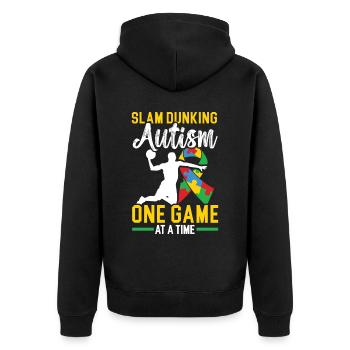 Autisme Basketball Autism Warrior Basketteur - Veste à capuche bio Premium Unisexe - noir - Dos - Nico (187cm)
