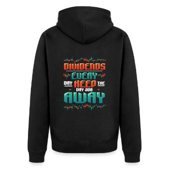 Dividend, every day they keep the day job away - Unisex Premium Organic Zip Hoodie - black - Back - Nico (187cm)