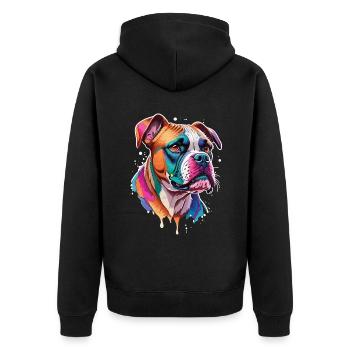 Hunde Boxer Hund lustige Haustier Liebe - Unisex Premium Bio Zip Hoodie - Schwarz - Hinten - Nico (187cm)