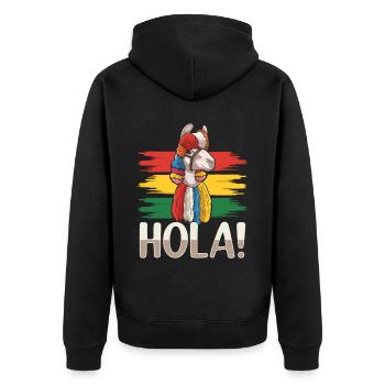 Bolivien Flagge Bolivianische Alpaka-liebhaber - Unisex Premium Bio Zip Hoodie - Schwarz - Hinten - Nico (187cm)