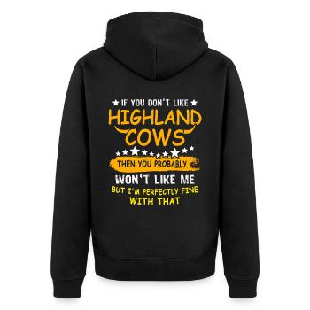 Highland cattle Highland Cow - Unisex Premium Organic Zip Hoodie - black - Back - Nico (187cm)