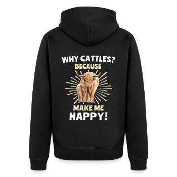 Highland cattle Happy Highland Cow - Veste à capuche bio Premium Unisexe - noir - Dos - Nico (187cm)