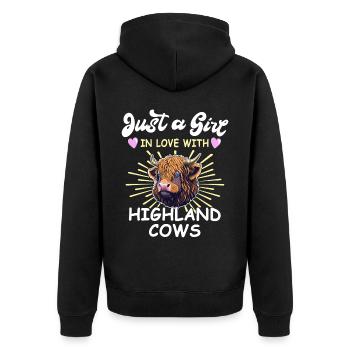 Highland Cattle Girl Highland Cow - Veste à capuche bio Premium Unisexe - noir - Dos - Nico (187cm)