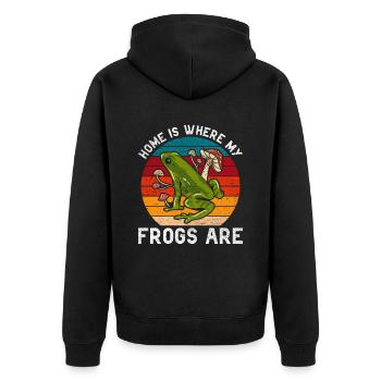 Frog Home est l’endroit où sont mes grenouilles - Veste à capuche bio Premium Unisexe - noir - Dos - Nico (187cm)