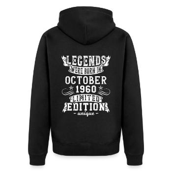 Anniversaire Octobre 1960 année Edition Limitée - Veste à capuche bio Premium Unisexe - noir - Dos - Nico (187cm)