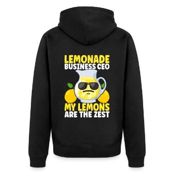 Limonade Limonadenstand - Unisex Premium Bio Zip Hoodie - Schwarz - Hinten - Nico (187cm)