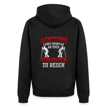 Vermessungstechniker redet spontan Vermesser - Unisex Premium Bio Zip Hoodie - Schwarz - Hinten - Nico (187cm)