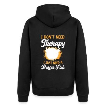 Brauche nur meinen Kugelfisch Riesenkugelfisch - Unisex Premium Bio Zip Hoodie - Schwarz - Hinten - Nico (187cm)