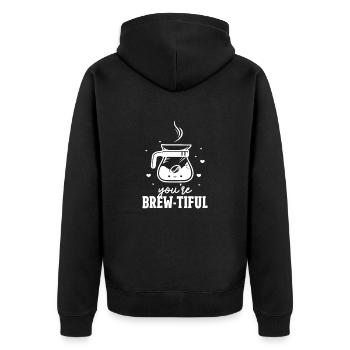 Kaffee Koffein Espresso Barista Geschenk - Unisex Premium Bio Zip Hoodie - Schwarz - Hinten - Nico (187cm)