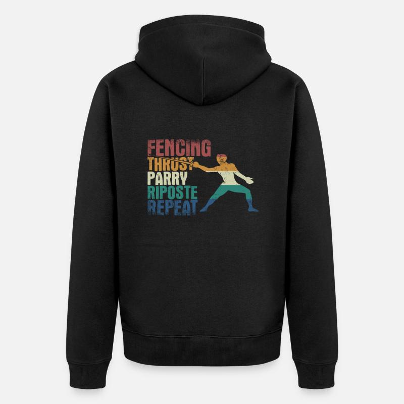 Escrime Poussée Parry Riposte Répétition - Veste à capuche bio Premium Unisexe - noir