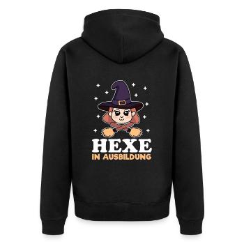 Hexe In Ausbildung - Unisex Premium Bio Zip Hoodie - Schwarz - Hinten - Nico (187cm)