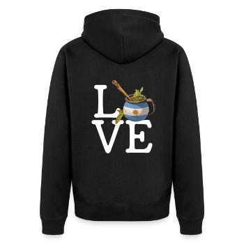 Yerba Mate argentina - Unisex Premium Organic Zip Hoodie - black - Back - Nico (187cm)