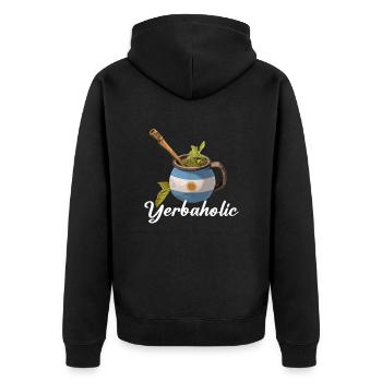 Yerba Mate argentina - Unisex Premium Organic Zip Hoodie - black - Back - Nico (187cm)