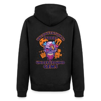 Underground Film, Independent Cinema, Horror - Unisex Premium Bio Zip Hoodie - Schwarz - Hinten - Nico (187cm)