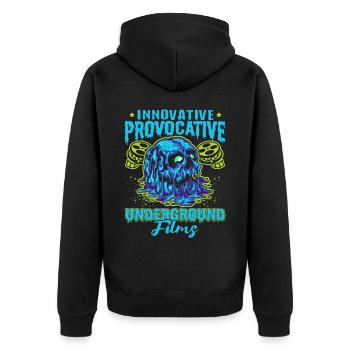 Underground Film, Independent Cinema, Horror - Unisex Premium Bio Zip Hoodie - Schwarz - Hinten - Nico (187cm)
