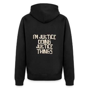 Je suis la justice qui fait justice - Veste à capuche bio Premium Unisexe - noir - Dos - Nico (187cm)