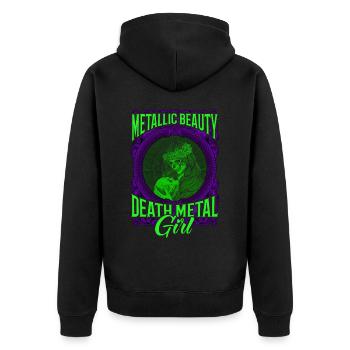 Goth Rock Satan Girl Woman Festivals Death Metal - Unisex Premium Bio Zip Hoodie - Schwarz - Hinten - Nico (187cm)