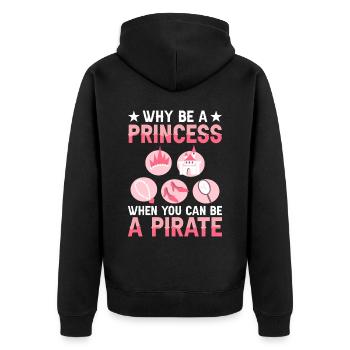 Pourquoi être une princesse quand on est pirate - Veste à capuche bio Premium Unisexe - noir - Dos - Nico (187cm)