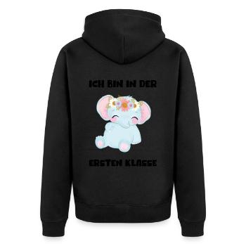 Mädchen Einschulung 2023 Schulbeginn Schulkind - Unisex Premium Bio Zip Hoodie - Schwarz - Hinten - Nico (187cm)