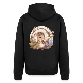 Cottagecore Mignon Bébé Souris Souris Amoureux Rat animal de compagnie - Veste à capuche bio Premium Unisexe - noir - Dos - Nico (187cm)