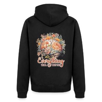 Tout ira mieux Cerveau Fleur positive A - Veste à capuche bio Premium Unisexe - noir - Dos - Nico (187cm)