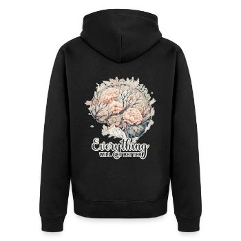 Everything Will Get Better Mental Health Awareness - Unisex Premium Bio Zip Hoodie - Schwarz - Hinten - Nico (187cm)
