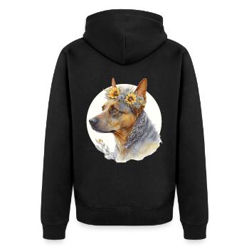 Cute Australian Cattle Sunflower Dog Breed Pet Pup - Unisex Premium Organic Zip Hoodie - black - Back - Nico (187cm)