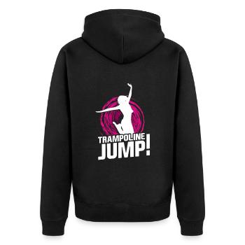 Trampoline Jump - Unisex Premium Bio Zip Hoodie - Schwarz - Hinten - Nico (187cm)