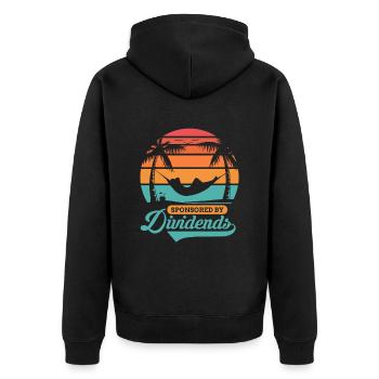 Sponsored by Dividends Shareholder - Unisex Premium Organic Zip Hoodie - black - Back - Nico (187cm)