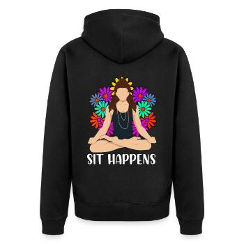 Meditation Meditieren - Unisex Premium Bio Zip Hoodie - Schwarz - Hinten - Nico (187cm)