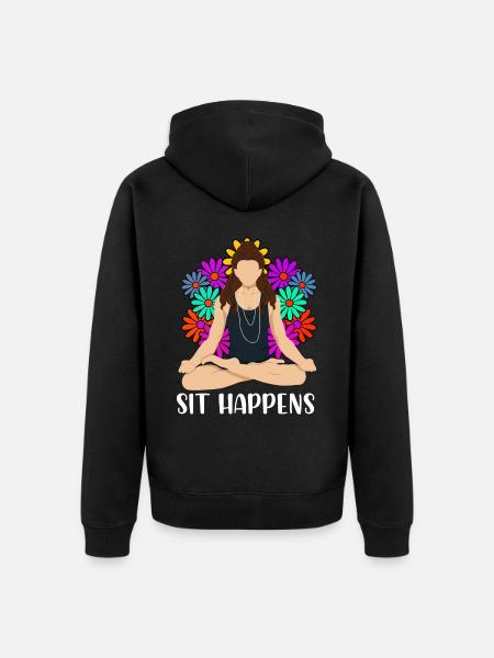 Meditation Meditieren - Unisex Premium Organic Zip Hoodie - black