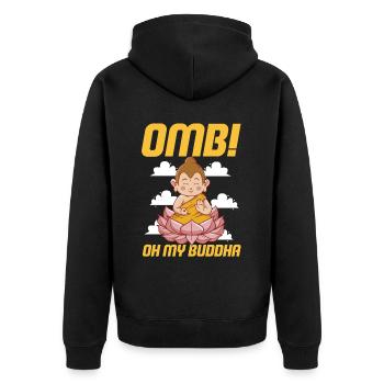 Buddhismus Buddhist - Unisex Premium Bio Zip Hoodie - Schwarz - Hinten - Nico (187cm)