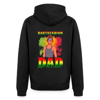 Rastafari Rasta - Unisex Premium Bio Zip Hoodie - Schwarz - Hinten - Nico (187cm)
