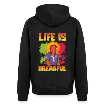 Rastafari Rastafarian Rasta - Unisex Premium Bio Zip Hoodie - Schwarz - Hinten - Nico (187cm)